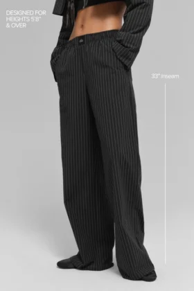 Pantalones a rayas finas Daylight (largo) – Negro/Titanio