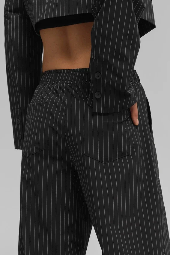 Pantalones a rayas finas Daylight (largo) - Negro/Titanio