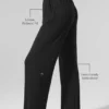 Pantalones acampanados de estar por casa, delicados y semitransparentes - Negro