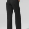 Pantalones acampanados de estar por casa, delicados y semitransparentes - Negro