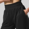 Pantalones acampanados de estar por casa, delicados y semitransparentes - Negro