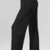 Pantalones acampanados de estar por casa, delicados y semitransparentes - Negro