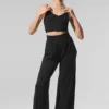 Pantalones acampanados de estar por casa, delicados y semitransparentes - Negro