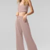 Pantalones acampanados de estilo lounge, delicados y semitransparentes - Gris topo