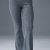 Pantalones acampanados de punto vaquero High-Waist - Gris acero/Antracita