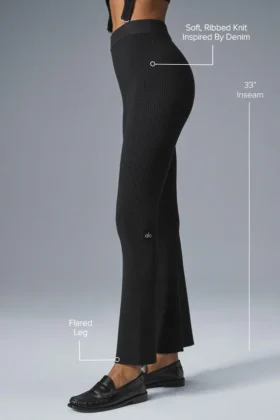 Pantalones acampanados de punto vaquero High-Waist – Negro/antracita