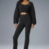 Pantalones acampanados de punto vaquero High-Waist - Negro/antracita