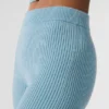 Pantalones acampanados High-Waist de punto vaquero — Azul celeste/Azul celeste oscuro