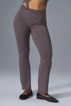 Pantalones acampanados High-Waist de punto vaquero - Raisinette/Negro