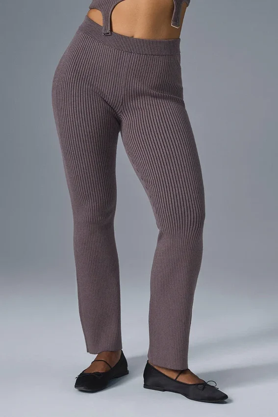 Pantalones acampanados High-Waist de punto vaquero - Raisinette/Negro