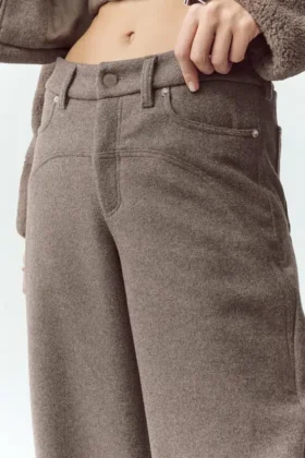 Pantalones anchos Nightcap de mezcla de lana – Cacao alpino jaspeado