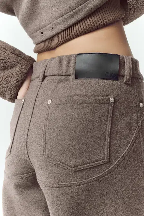 Pantalones anchos Nightcap de mezcla de lana – Cacao alpino jaspeado