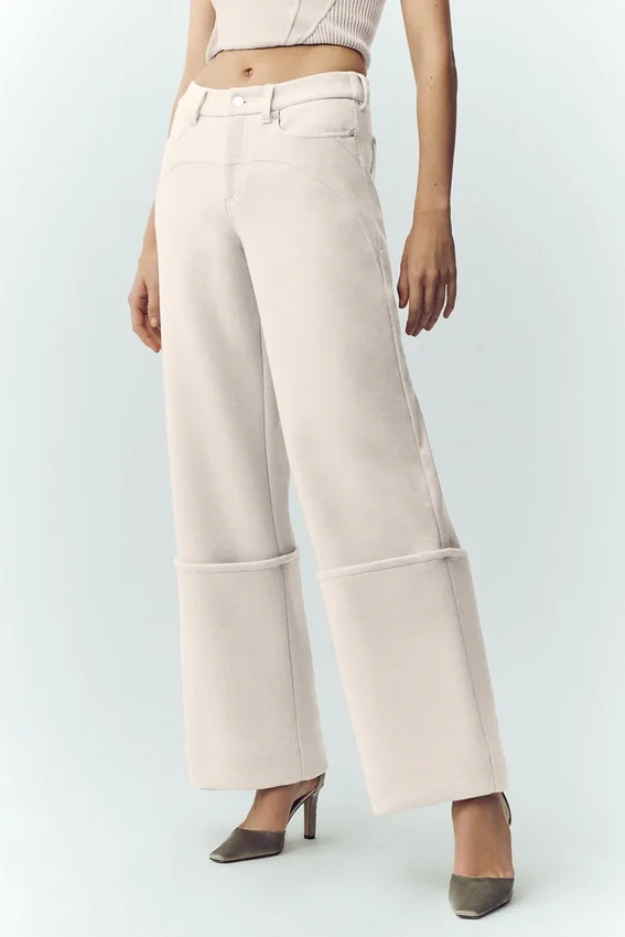 Pantalones anchos Nightcap de mezcla de lana - Café con leche