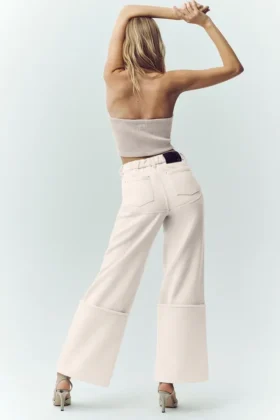 Pantalones anchos Nightcap de mezcla de lana – Café con leche