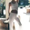 Pantalones Breezy de pierna ancha (corte regular) - Blanco