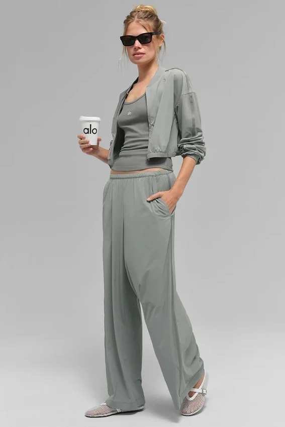 Pantalones Breezy de pierna ancha (corte regular) - Gris lunar