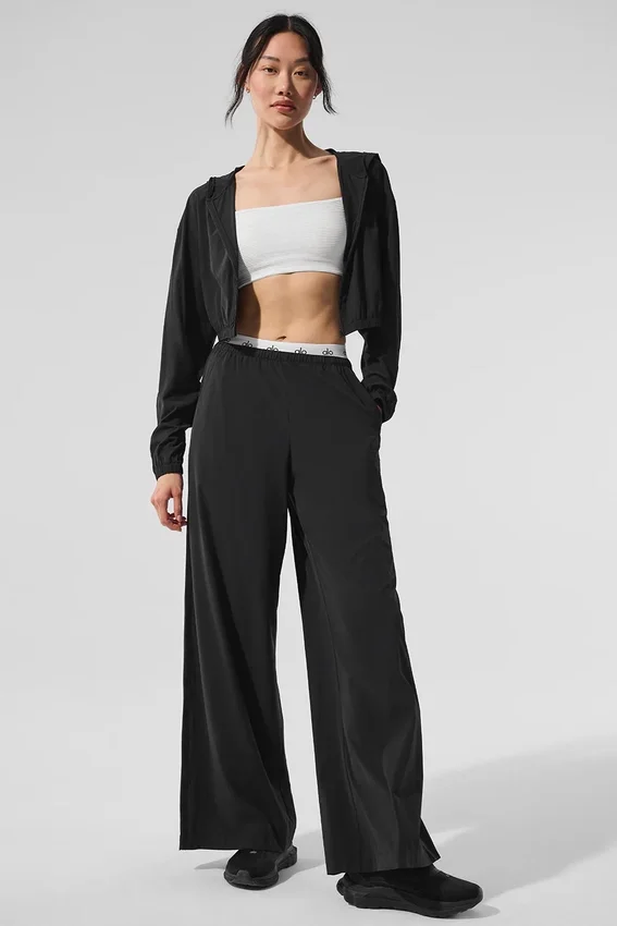 Pantalones Breezy de pierna ancha (largo) - Negro