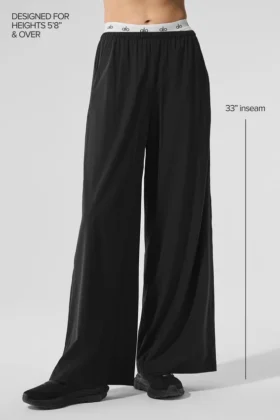 Pantalones Breezy de pierna ancha (largo) – Negro