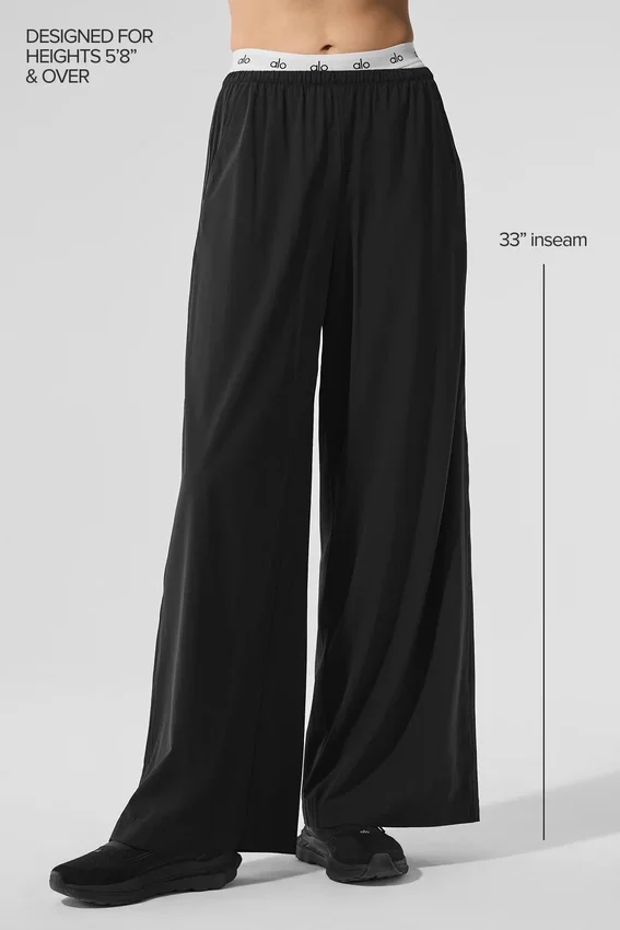 Pantalones Breezy de pierna ancha (largo) - Negro