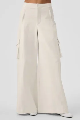 Pantalones cargo de pierna ancha (largos) - Marfil