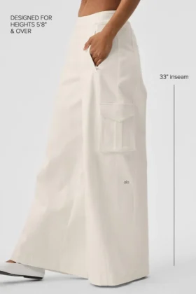Pantalones cargo de pierna ancha (largos) – Marfil