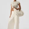 Pantalones cargo de pierna ancha (largos) - Marfil