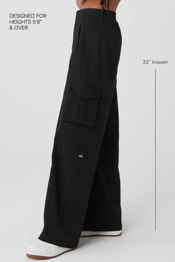 Pantalones cargo de pierna ancha (largos) - Negro