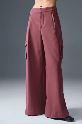 Pantalones cargo de pierna ancha (largos) «Show off» - Burdeos trufa