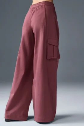 Pantalones cargo de pierna ancha (largos) «Show off» – Burdeos trufa