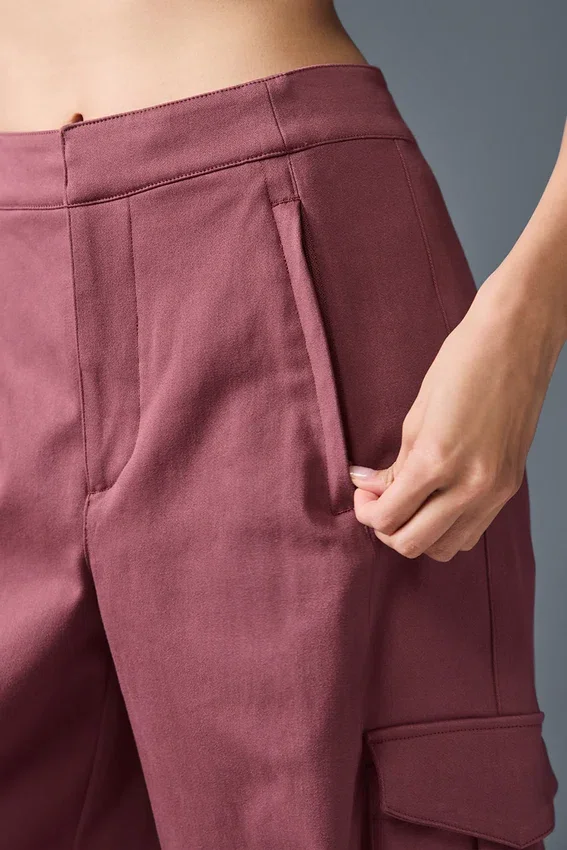 Pantalones cargo de pierna ancha (largos) «Show off» - Burdeos trufa