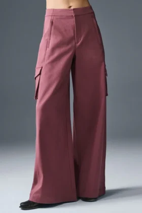 Pantalones cargo de pierna ancha Show Off (corte regular) - Burdeos trufado