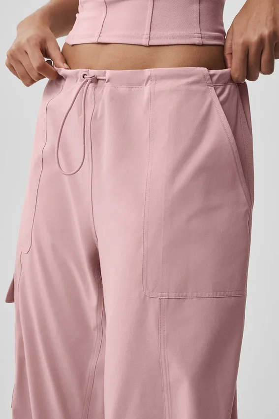 Pantalones cargo Megastar de talle bajo - Rosa vintage