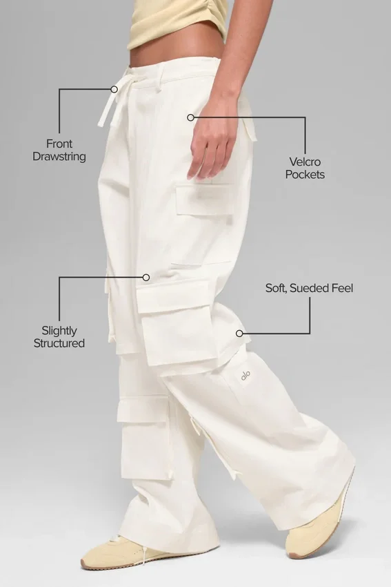Pantalones cargo Scout de talle medio - Marfil