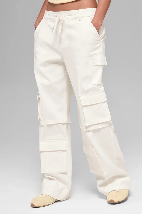 Pantalones cargo Scout de talle medio - Marfil