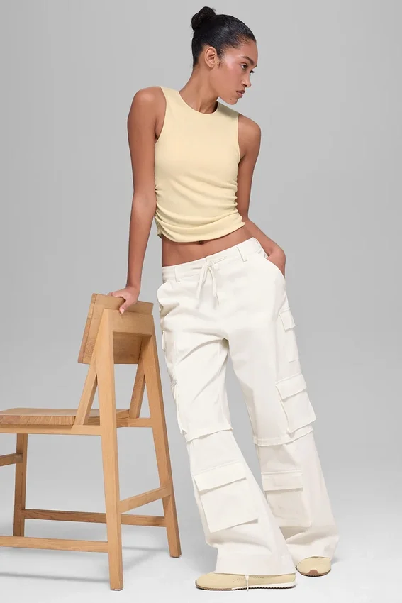 Pantalones cargo Scout de talle medio - Marfil