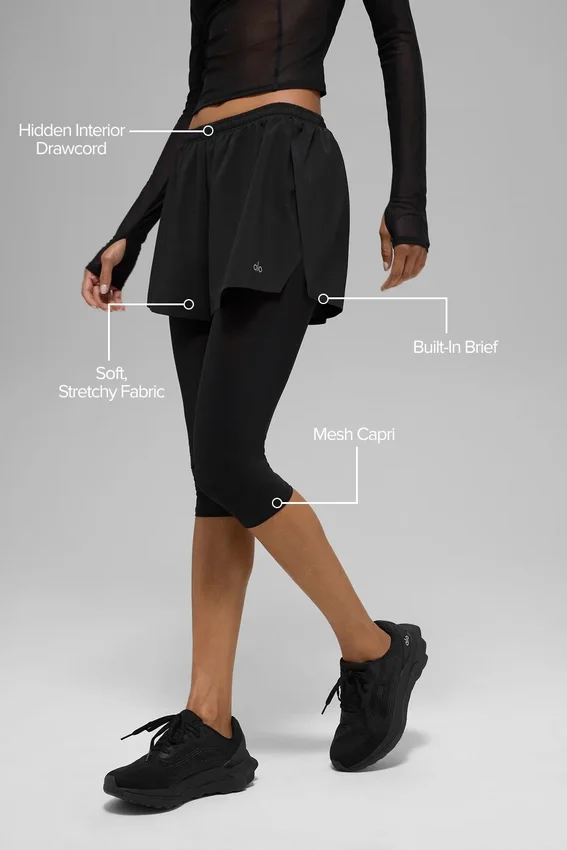 Pantalones cortos 2 en 1 Front Runner de malla — Negro