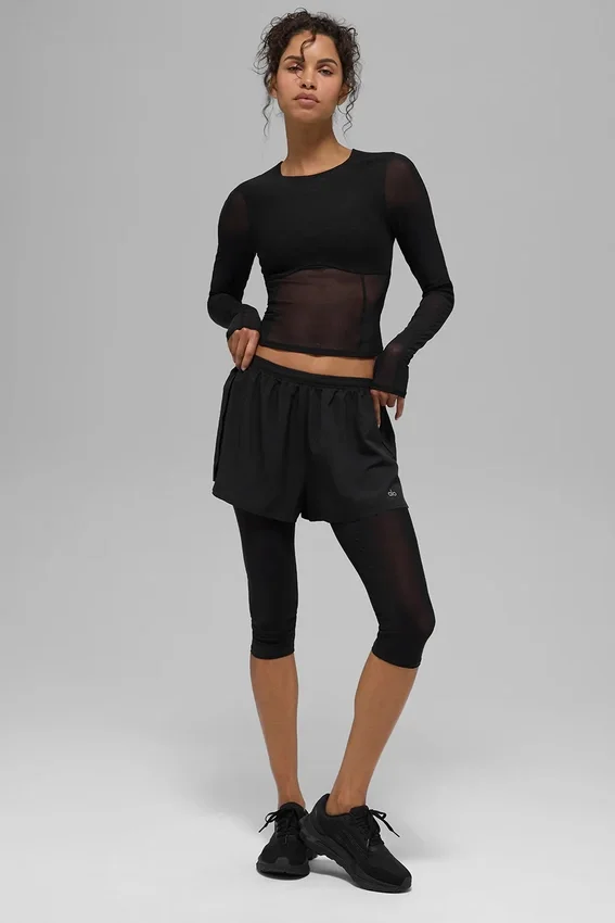 Pantalones cortos 2 en 1 Front Runner de malla — Negro