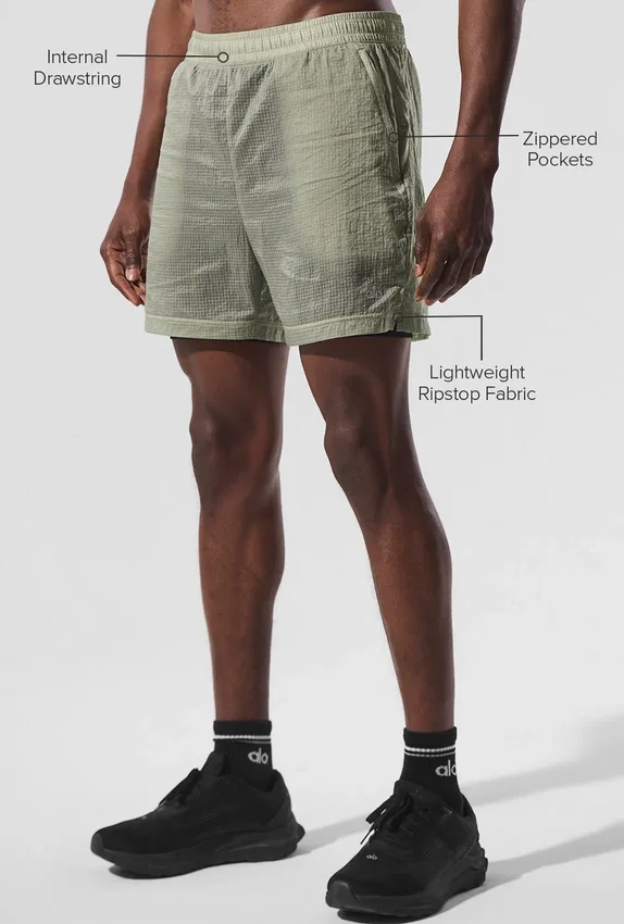 Pantalones cortos 2 en 1 «Game Time» de 5" con tejido ripstop – Limestone/Negro