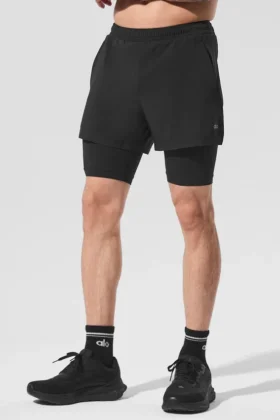 Pantalones cortos 2 en 1 Revival de 5" - Negro/Negro