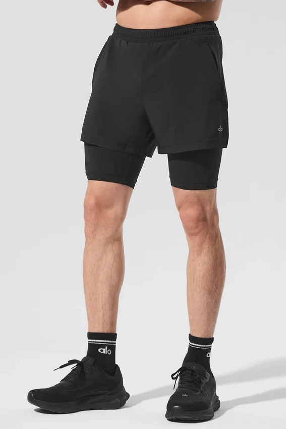 Pantalones cortos 2 en 1 Revival de 5" - Negro/Negro