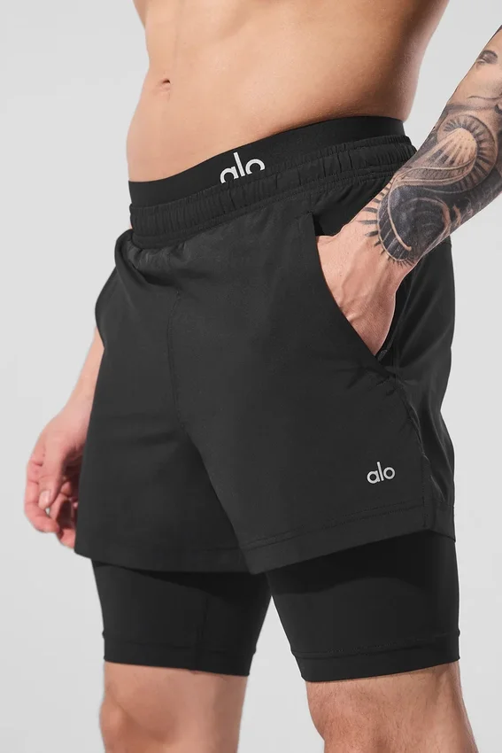 Pantalones cortos 2 en 1 Revival de 5" - Negro/Negro