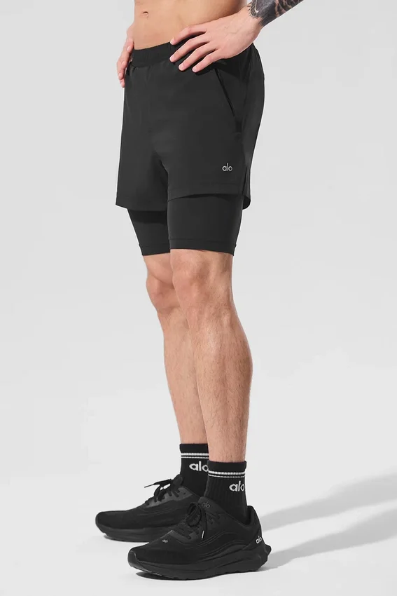 Pantalones cortos 2 en 1 Revival de 5" - Negro/Negro