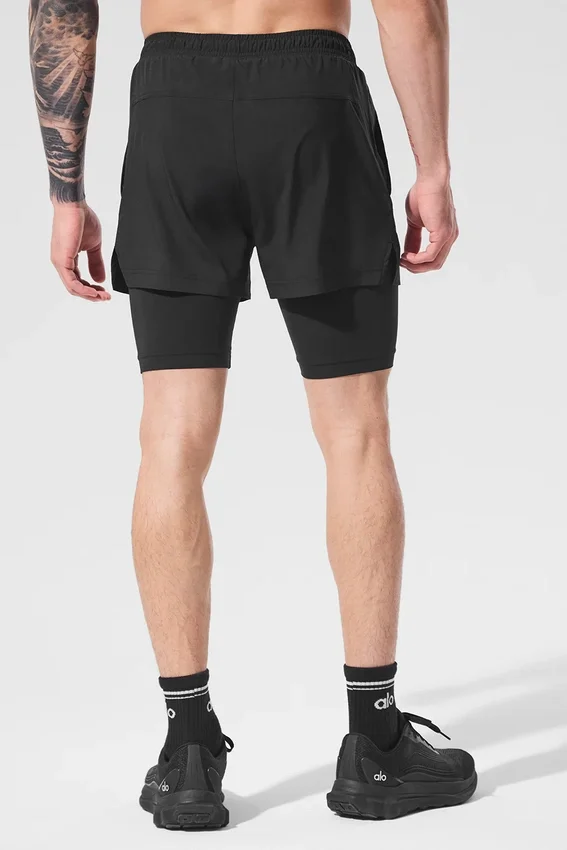 Pantalones cortos 2 en 1 Revival de 5" - Negro/Negro
