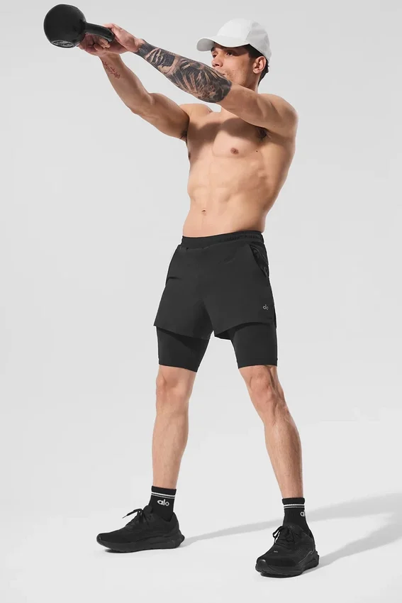 Pantalones cortos 2 en 1 Revival de 5" - Negro/Negro