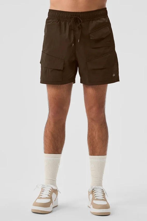 Pantalones cortos cargo «Excursion» de nailon arrugado de 7" - Espresso