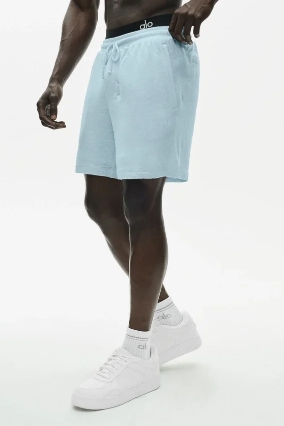 Pantalones cortos «Coastal» de jersey de lino de 7" - Azul mar