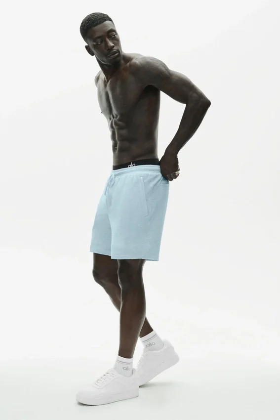 Pantalones cortos «Coastal» de jersey de lino de 7" - Azul mar