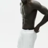 Pantalones cortos «Coastal» de jersey de lino de 7" - Blanco
