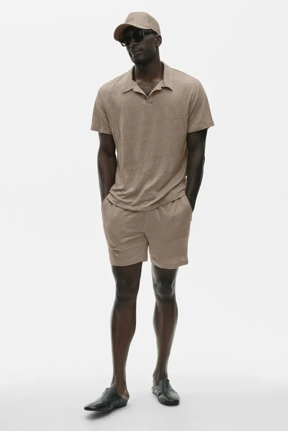 Pantalones cortos «Coastal» de jersey de lino de 7" - Gravel