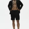 Camisa de manga larga de jersey de lino «Coastal» con botones - Negro